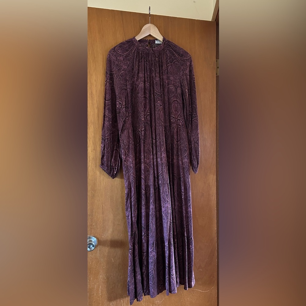 a new day Long Sleeve Purple Paisley Dress